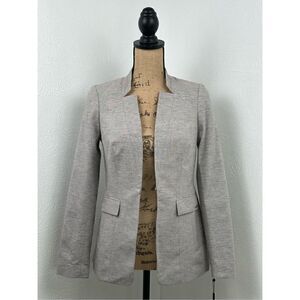 Calvin Klein Women’s Petite Linen Blend-Blazer Otter/White Size 2P